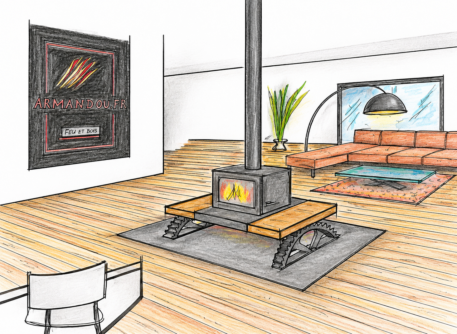 Croquis préparatoire d’aménagement intérieur